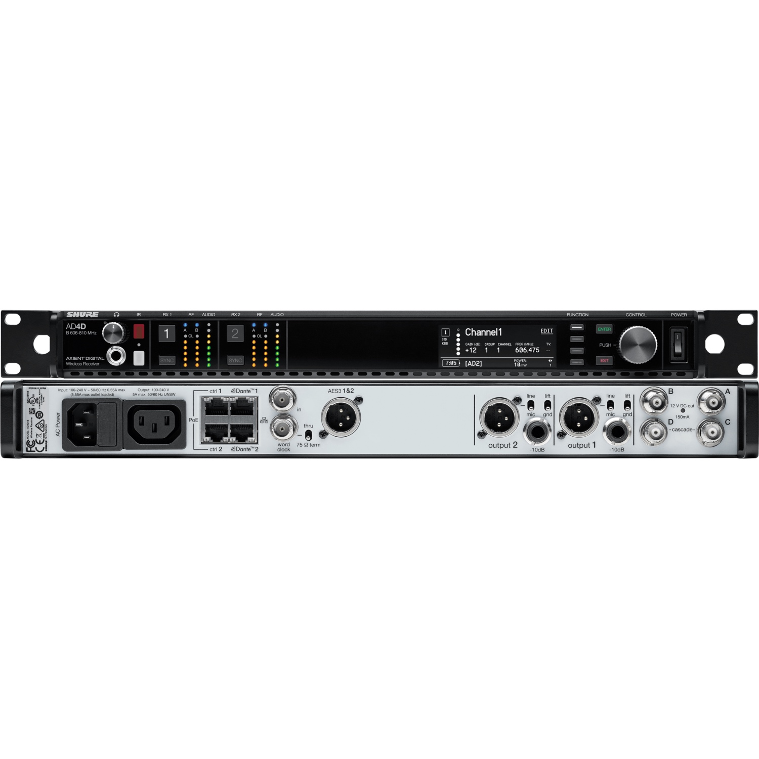 SHURE AD4D digitaler 2-Kanal-Funkempfänger Axient Digital – Bild 3